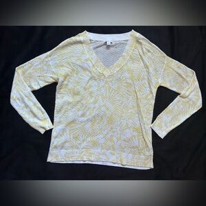 Charter Club Yellow and White Textured Knit Top